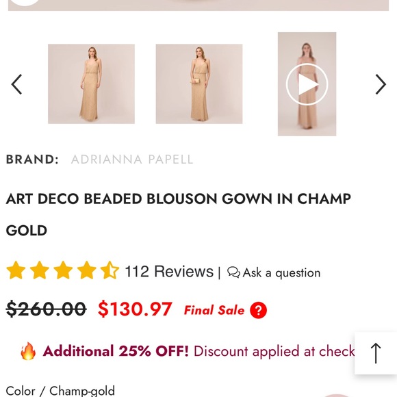 Adrianna Papell Art Deco Beaded Gown in Champagne - Picture 7 of 7